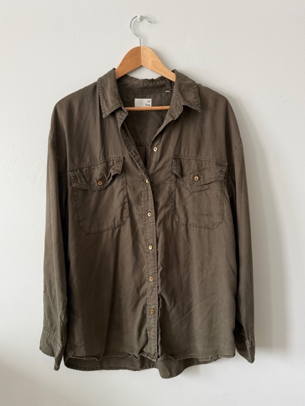 Aritzia Utility Button Down Shirt Army Green | Oversized | Size M
